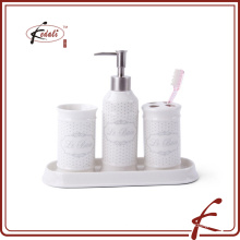 elegant and modern white Decal 4pcs ceramic bathroom set customized